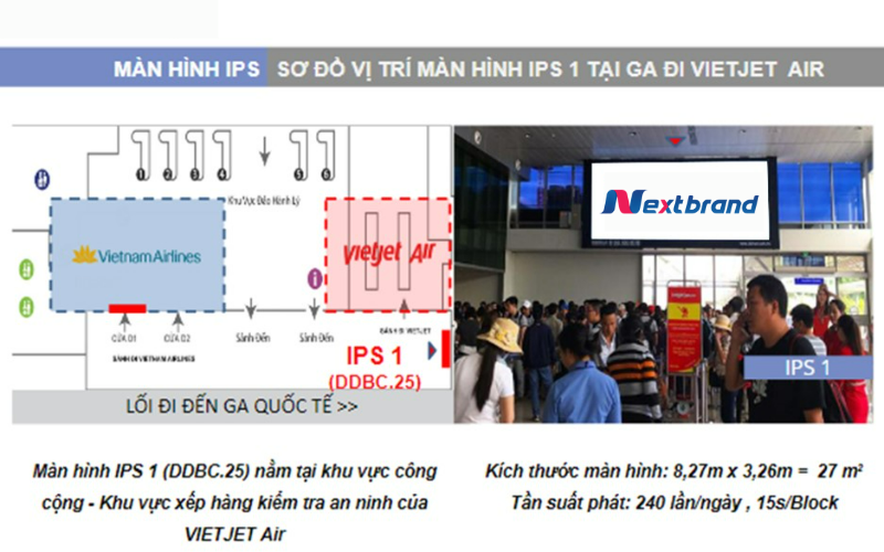 Mô phỏng vị trí và hình ảnh thực tế màn hình led IPS1