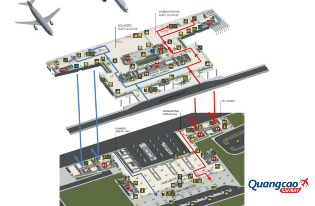 Sơ đồ mặt bằng Nhà ga Hành khách - Cảng hàng không Quốc tế Cát Bi