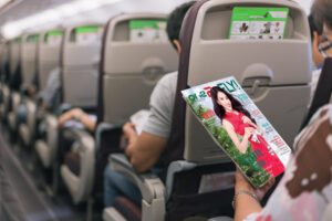 One2fly magazine publication on the plane