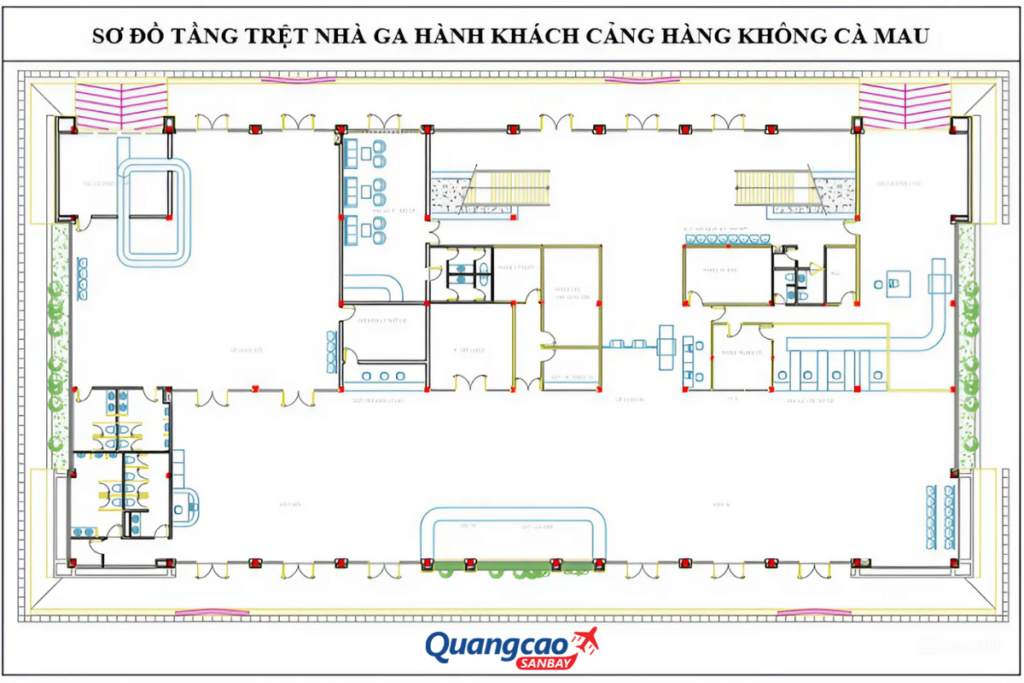 Sơ đồ tầng trệt nhà ga hành khách sân bay Cà Mau