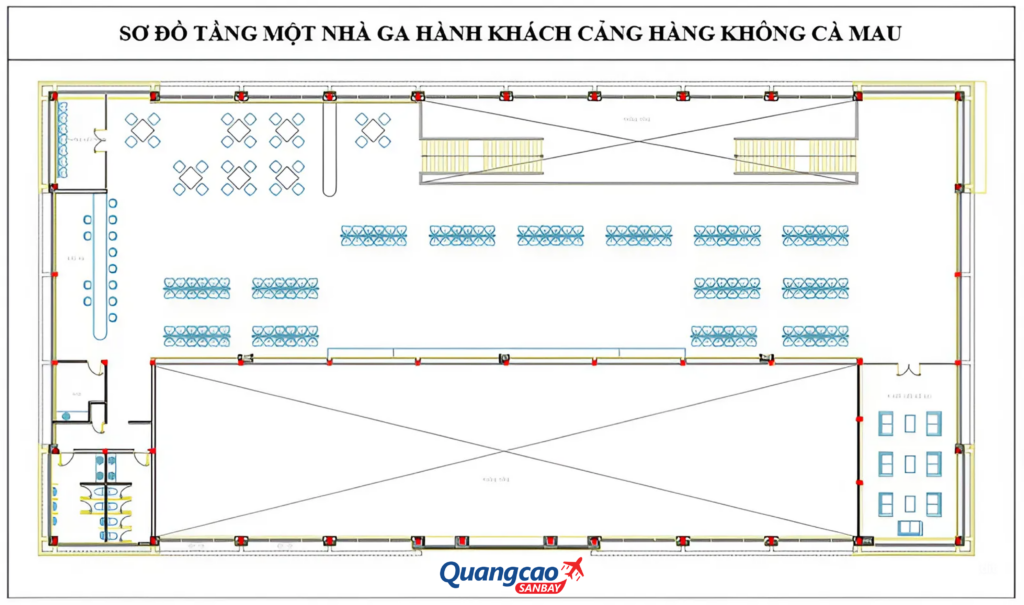 Sơ đồ tầng 1 nhà ga hành khách sân bay Cà Mau