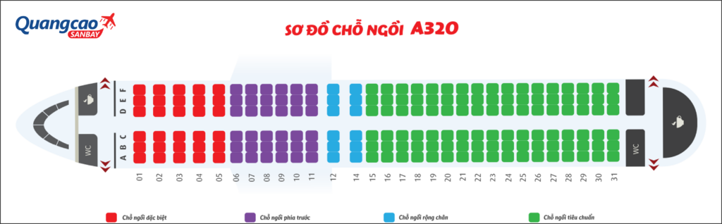Số ghế trên máy bay Vietjet Air Airbus A320-200