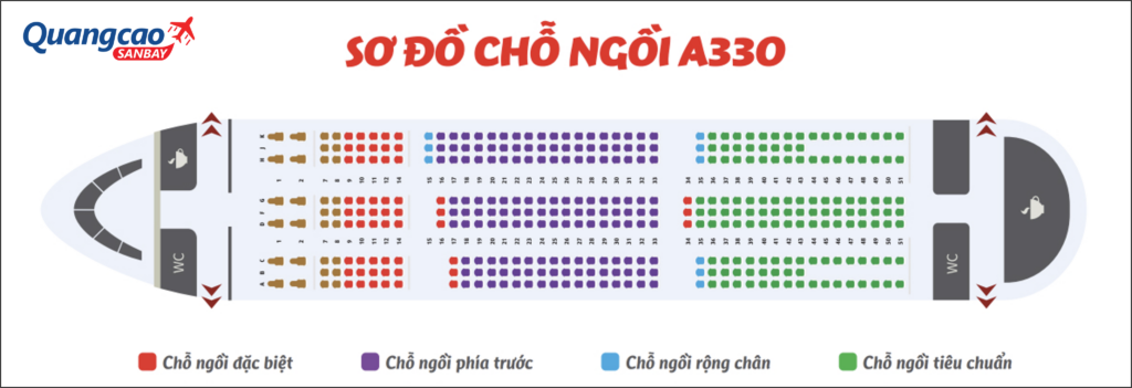 Số ghế trên máy bay Vietjet Air Airbus A330-300