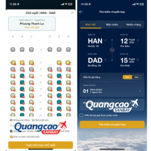Chọn chỗ ngồi trong quá trình đặt vé trên ứng dụng của Vietnam Airlines