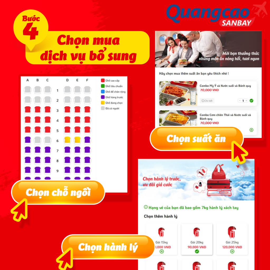 Đặt chỗ ngồi trực tiếp ngay khi mua vé