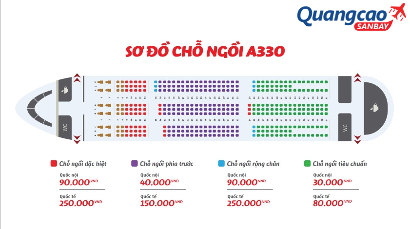 Sơ đồ ghế máy bay Vietjet A330