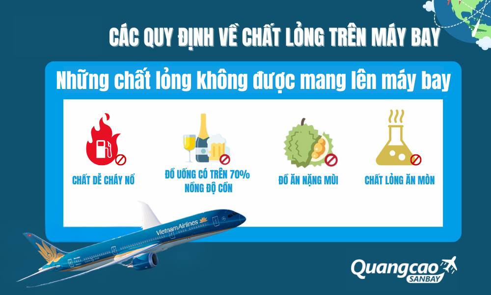 Các chất lỏng không được phép mang lên máy bay Vietnam Airlines