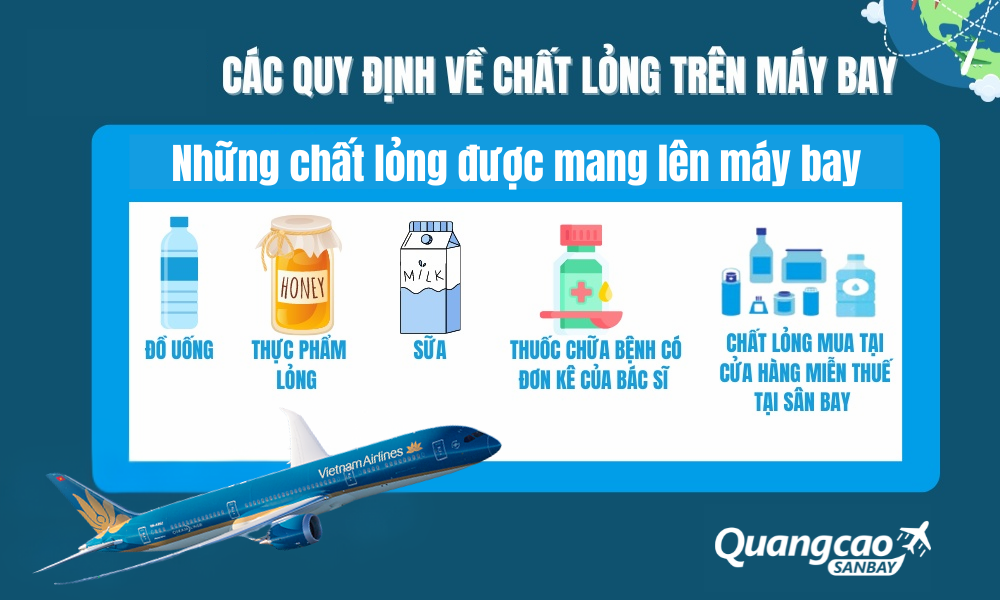 Các chất lỏng được phép mang lên máy bay Vietnam Airlines