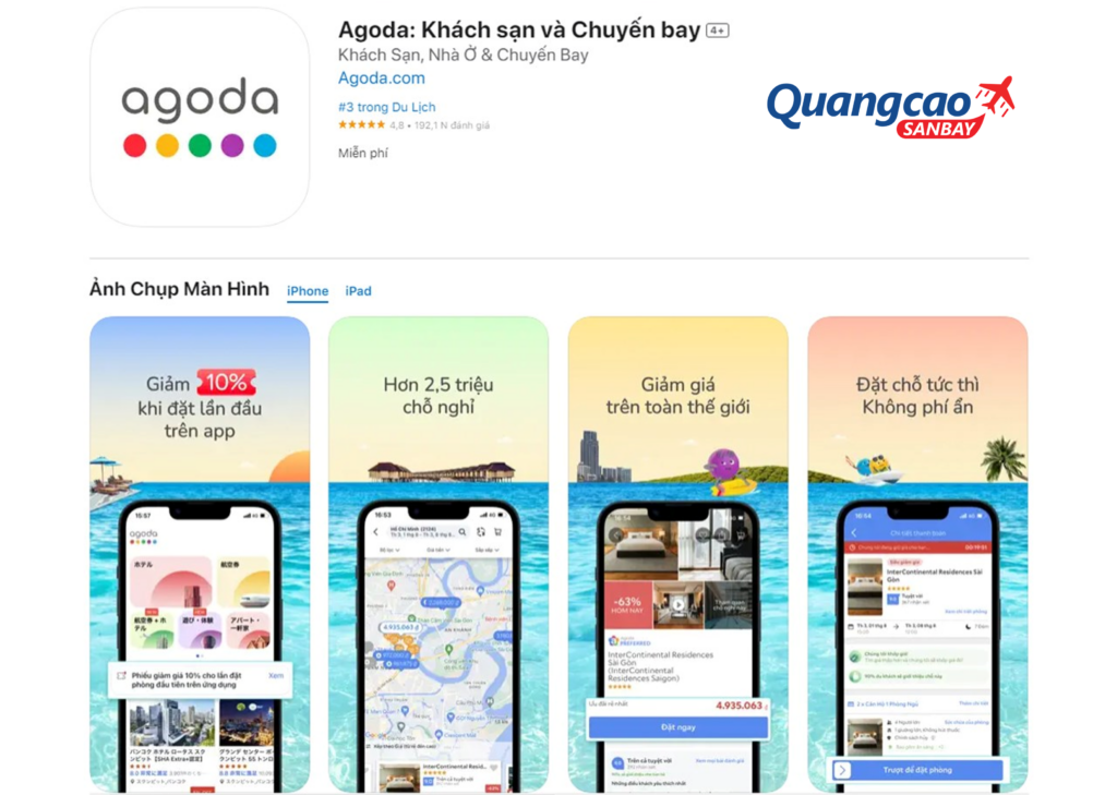Ứng dụng đặt vé máy bay Agoda