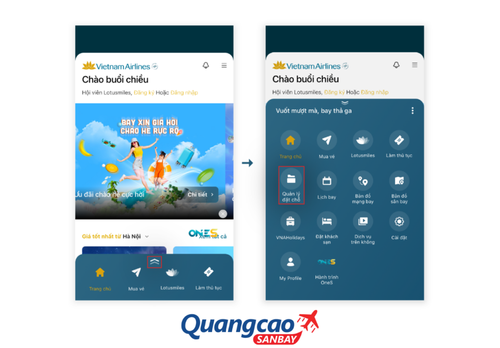 Hành khách truy cập ứng dụng Vietnam Airlines
