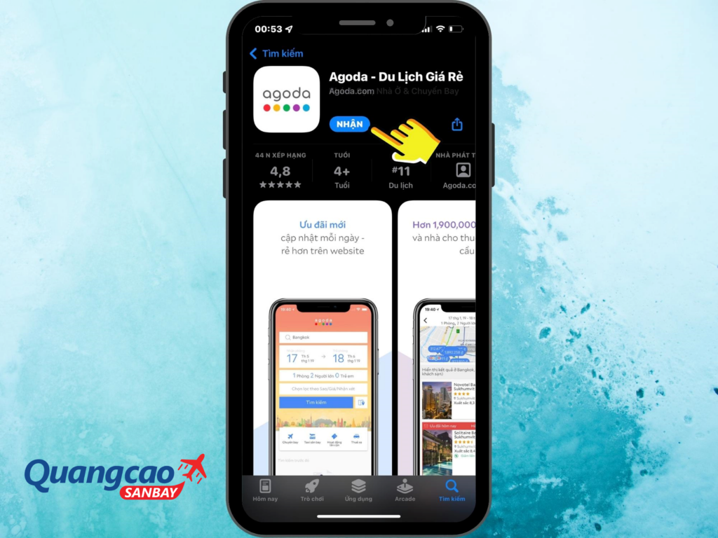 Truy cập trang web hoặc ứng dụng Agoda