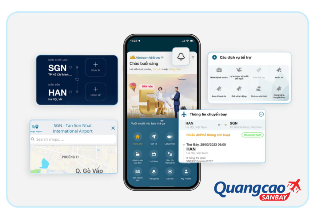 Cách đổi vé máy bay Vietnam Airlines trên app