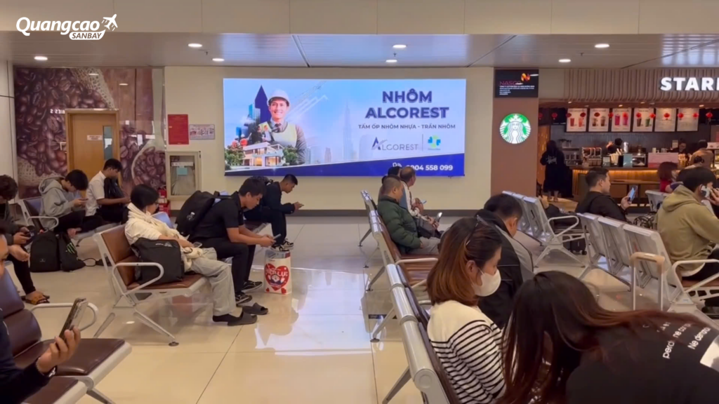 The waiting area is a prime advertising location in the airport
