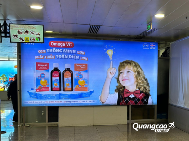 Light box advertising at Tuy Hoa Airport check-in area