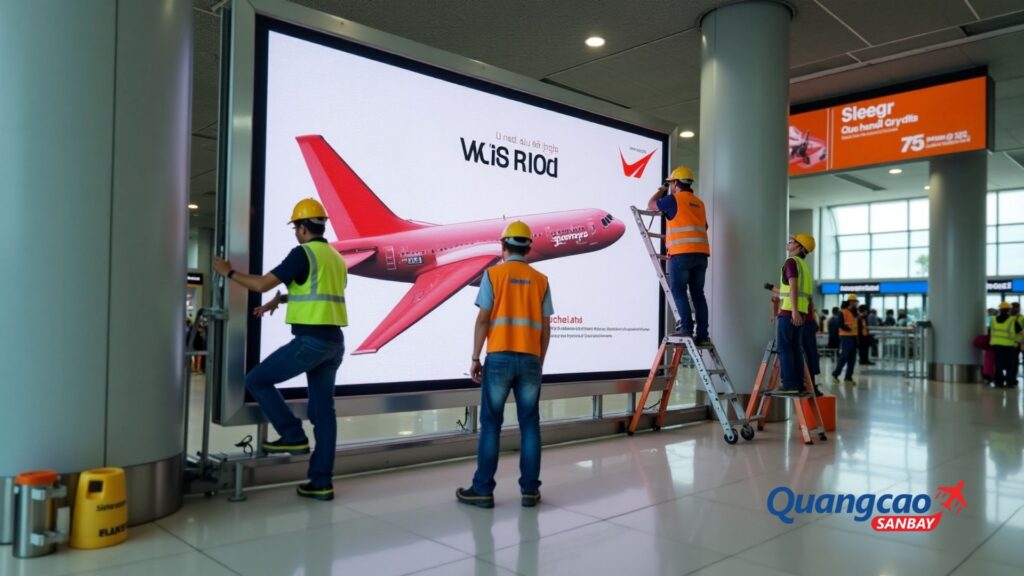 The installation process for airport advertising