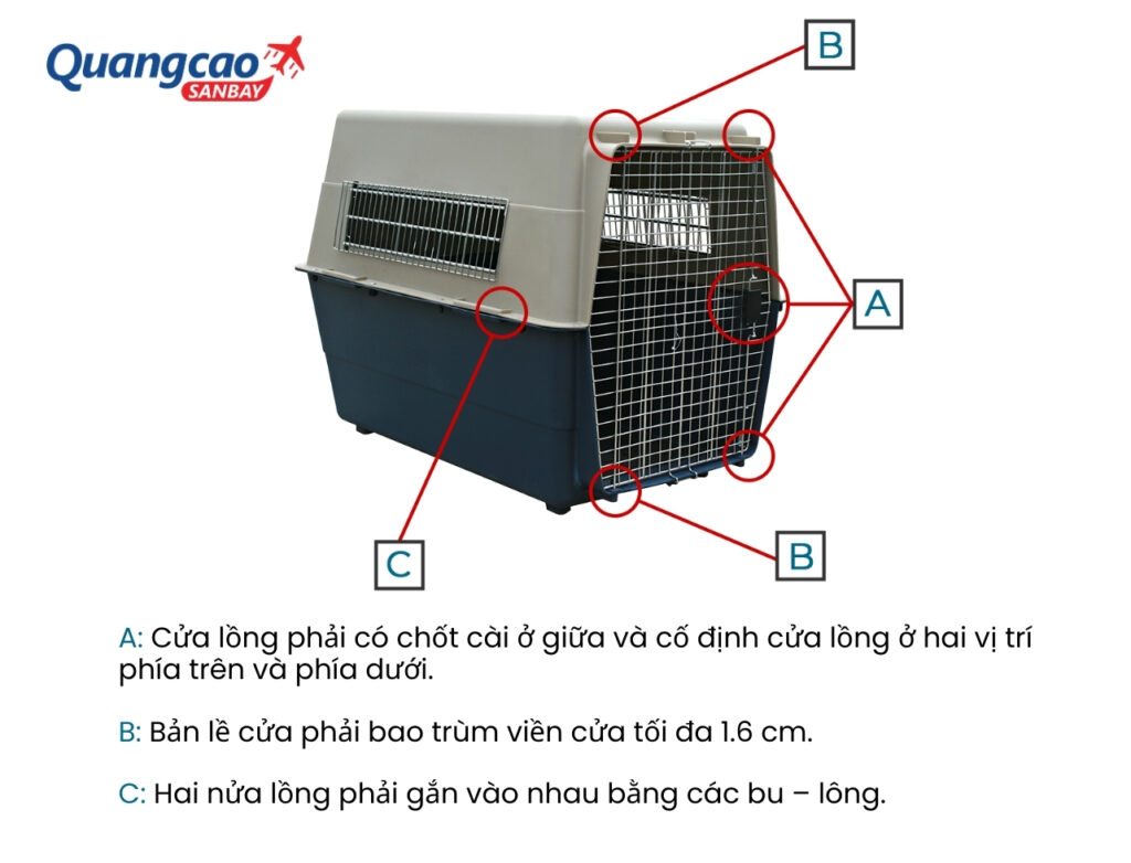 Quy định về lồng, chuồng khi mang thú cưng lên máy bay