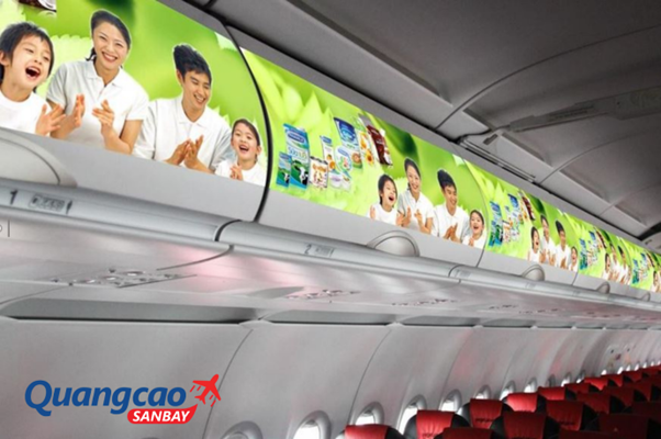 Overhead bin cover advertising