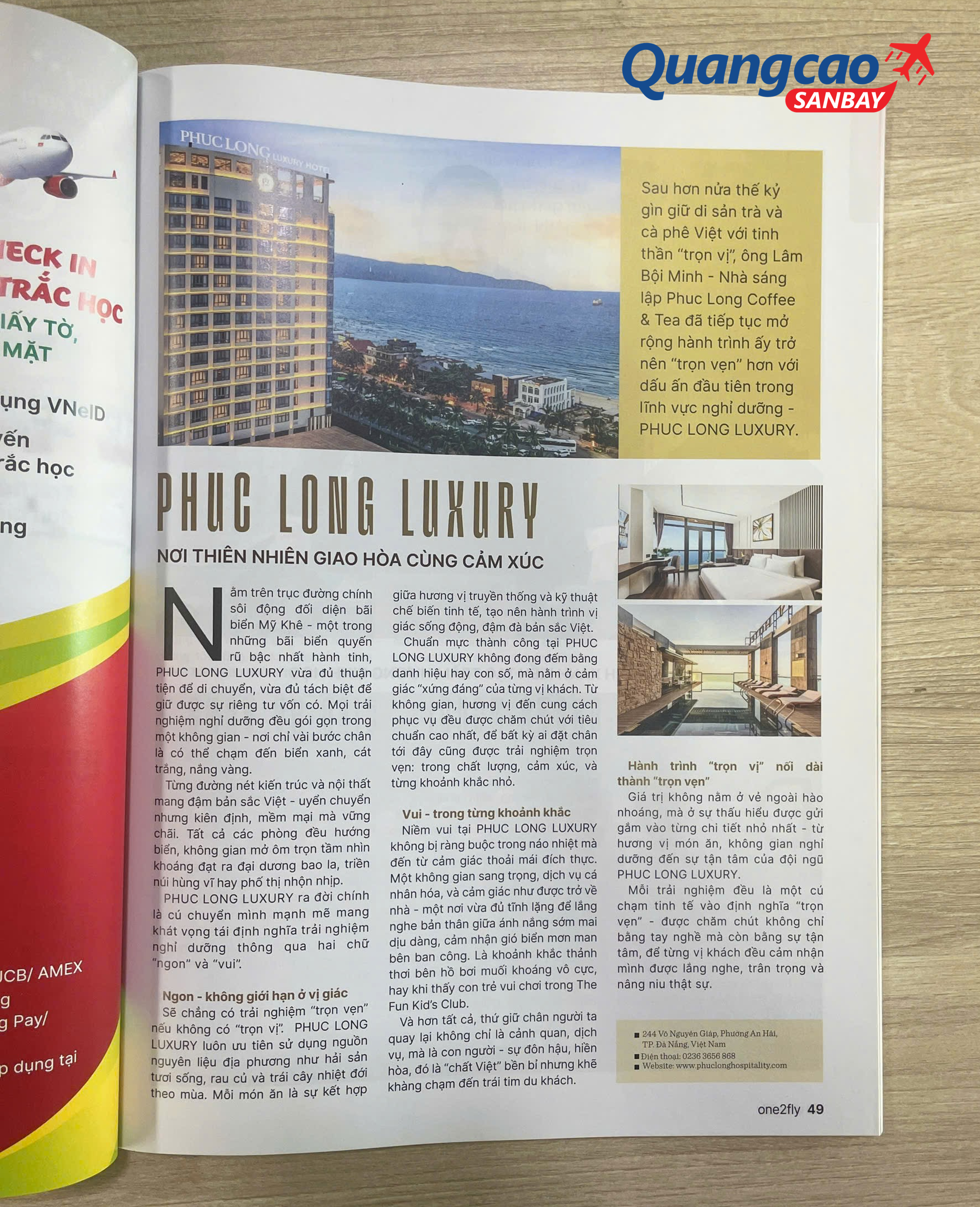 Advertorial advertisement in One2Fly magazine