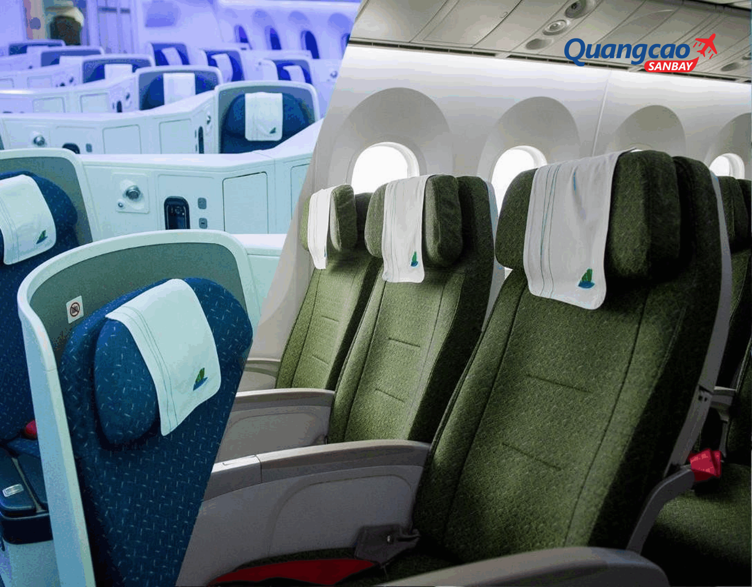 Headrest covers advertising on Bamboo Airways of Vietnam
