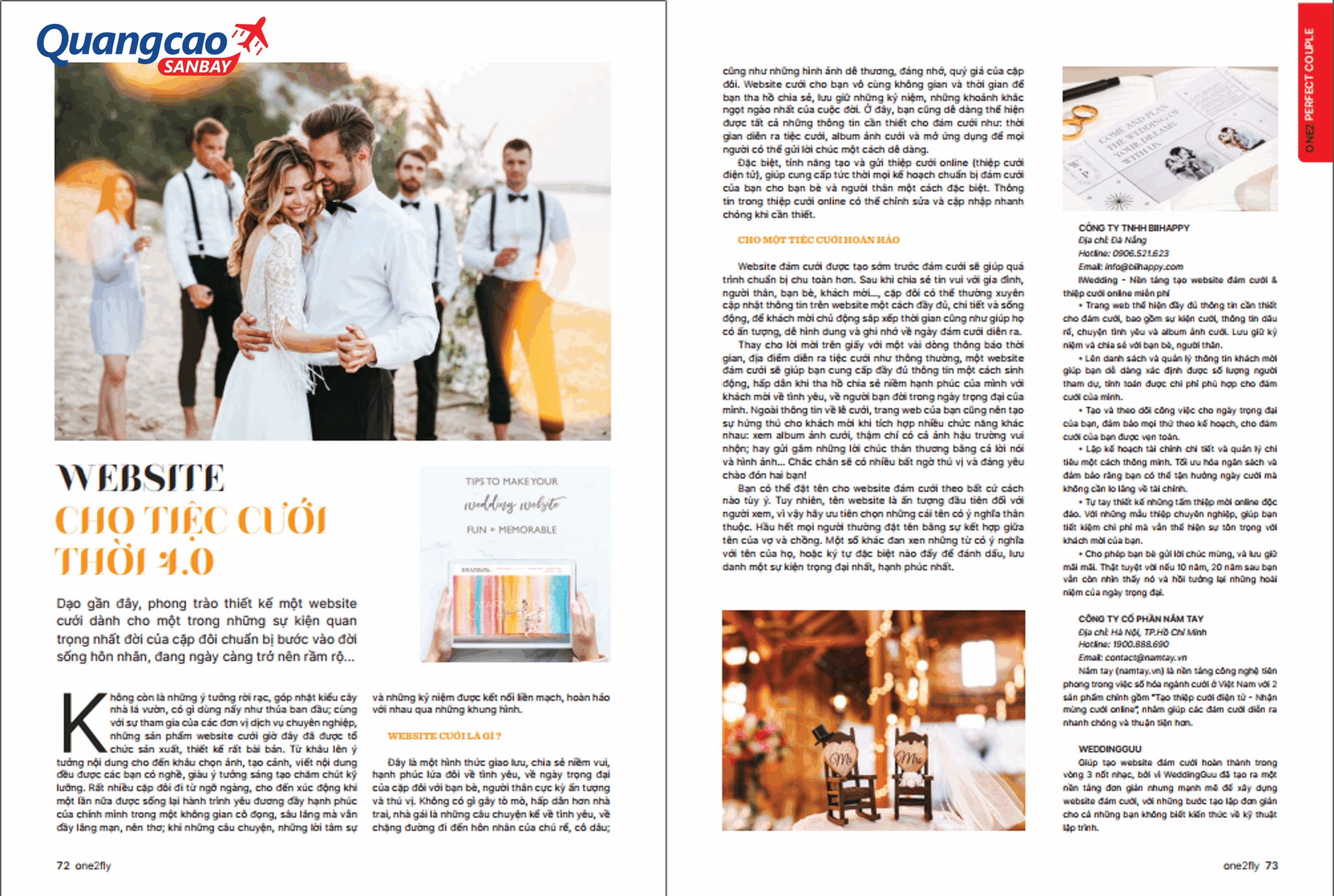 Special feature advertisement in One2Fly magazine