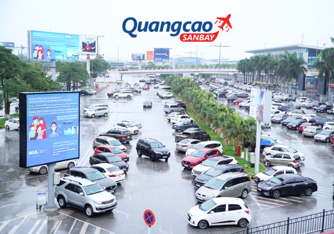 LED screen Vietnam airport advertising at the parking car