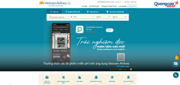 Truy cập qua website Vietnam Airlines để mua thêm hành lý