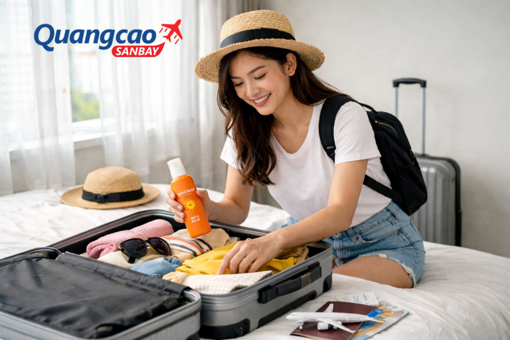Mẹo chuẩn bị xịt chống nắng khi đi máy bay