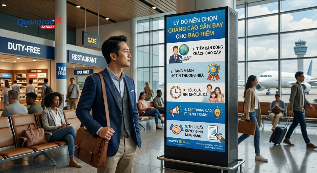 Lý do nên chọn quảng cáo sân bay cho bảo hiểm