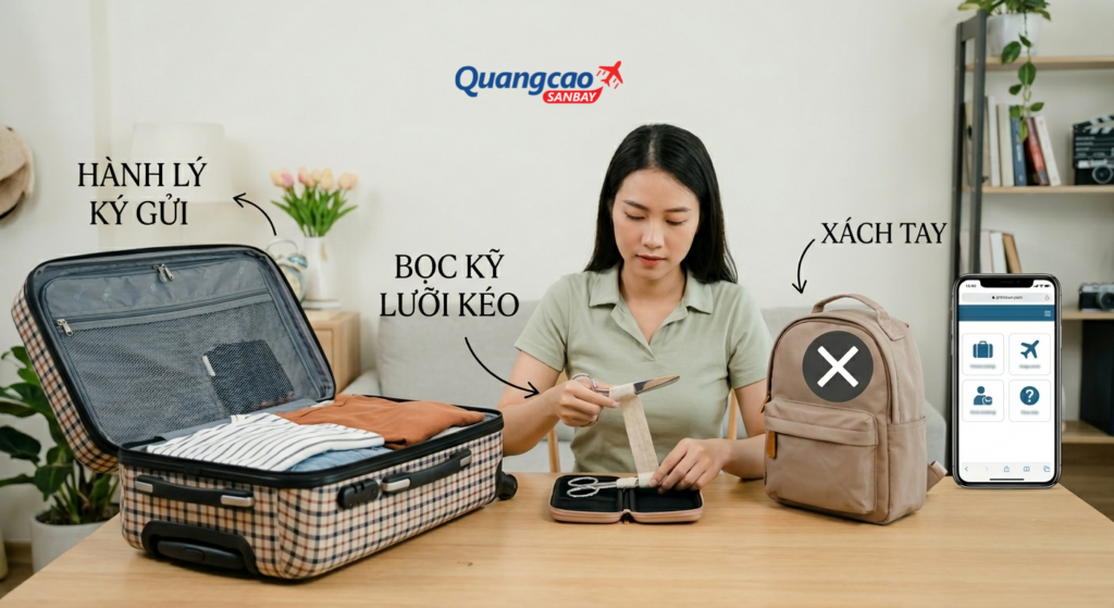 Lưu ý quan trọng để mang kéo lên máy bay