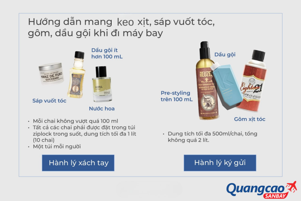 Hướng dẫn theo quy định khi mang keo xịt tóc khi đi máy bay