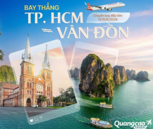 Sun PhuQuoc Airways sẽ chính thức khai thác đường bay Vân Đồn - TP Hồ Chí Minh từ ngày 15/6, với tần suất 4 chuyến/tuần.