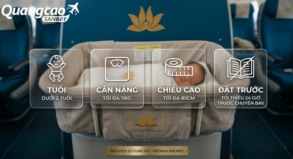 Sử dụng nôi trẻ em trên Vietnam Airlines cần đáp ứng một số điều kiện