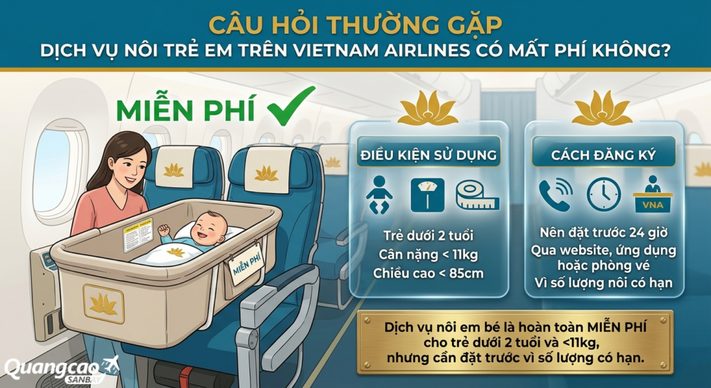 Dịch vụ nôi trẻ em trên Vietnam Airlines hoàn toàn miễn phí