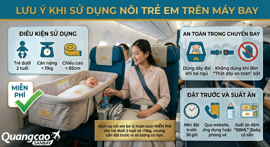 Những lưu ý khi sử dụng nôi trẻ em trên máy bay