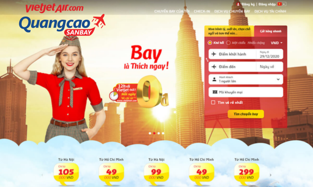 Truy cập website Vietjet