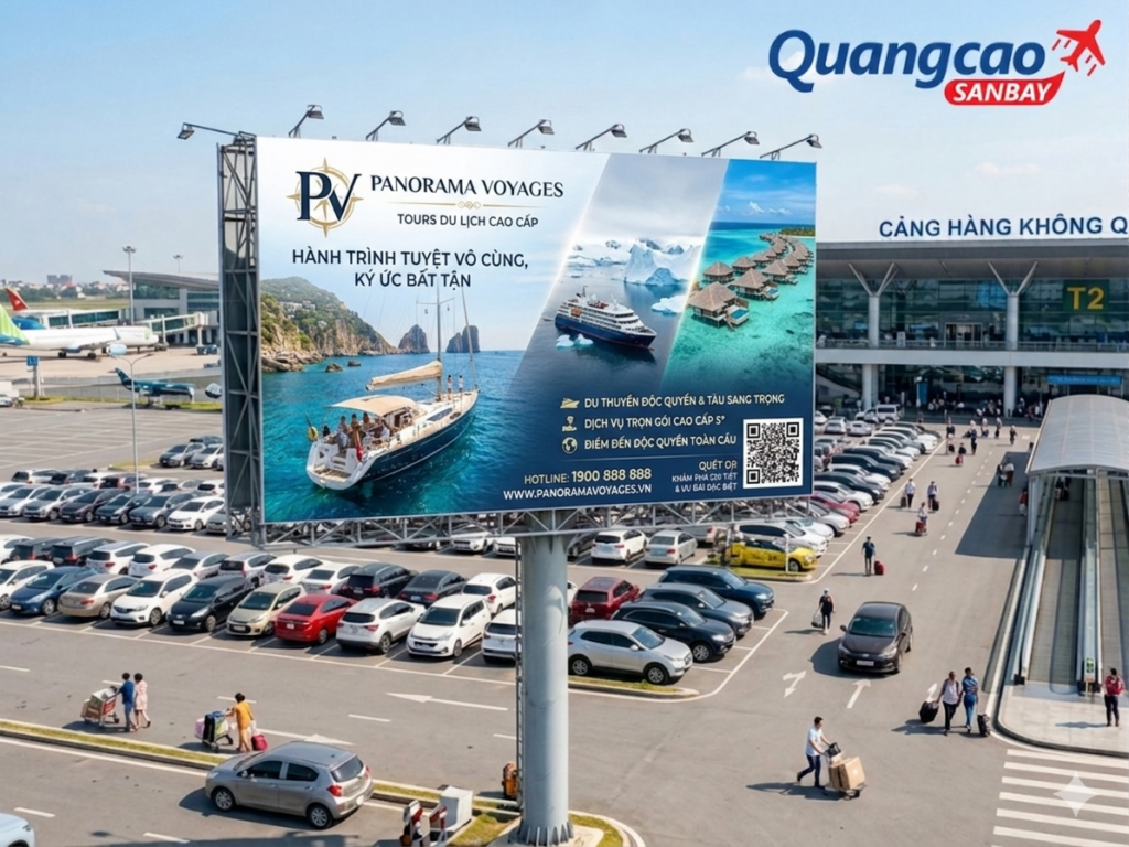 Quảng cáo sân bay cho tour cao cấp tại sảnh chính sân bay