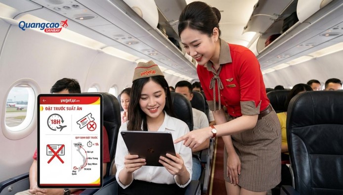 Đặt trước món ăn tối thiểu 18 giờ so với thời gian khởi hành dự kiến