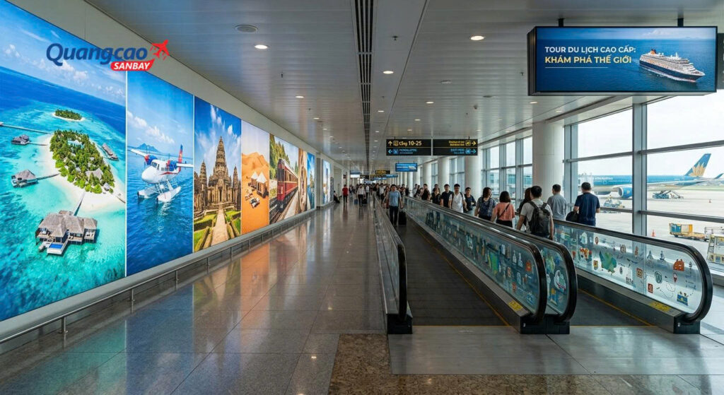 Quảng cáo biển tĩnh nhà ga sân bay cho cho tour cao cấp