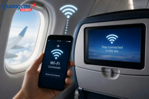 Hành khách kết nối Wi-Fi trên máy bay, tiện ích đang trở thành một mặt trận cạnh tranh mới giữa các hãng hàng không